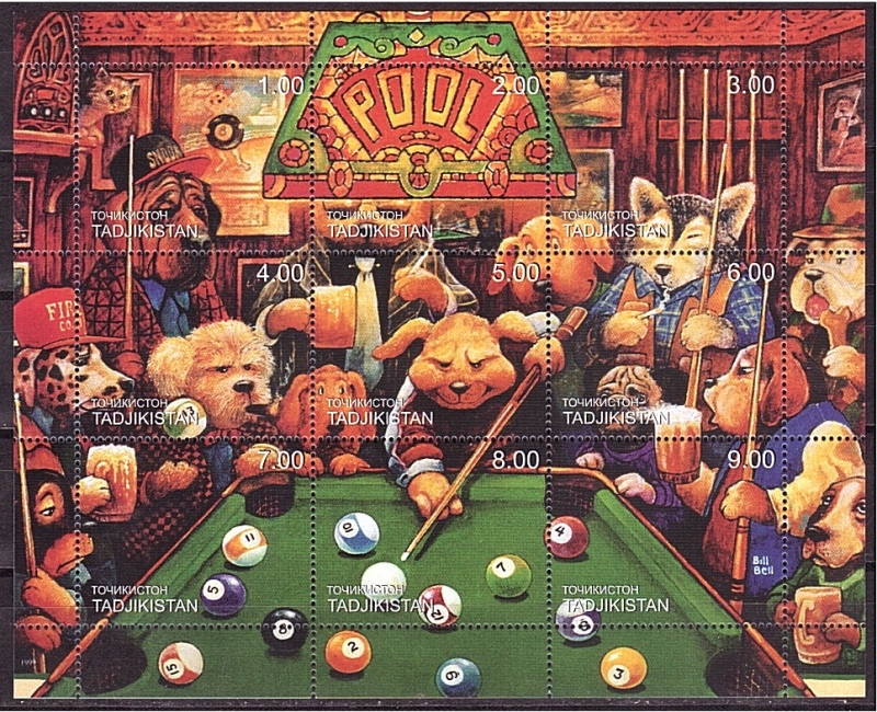 Perros jugando al billar