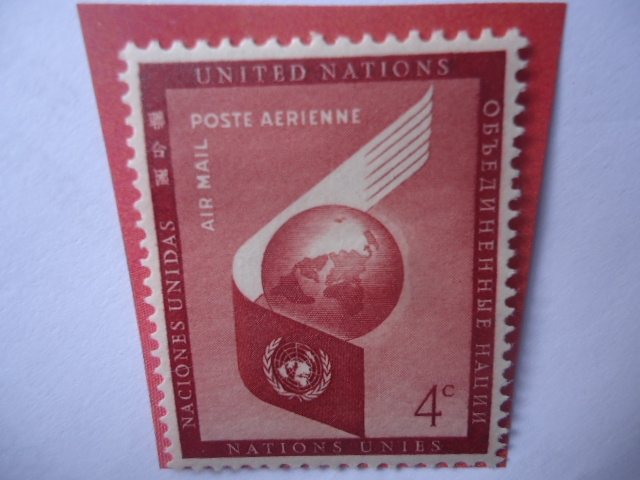 ONU (Nueva York) Mundo y Símbolo de la ONU - Correo Aéreo