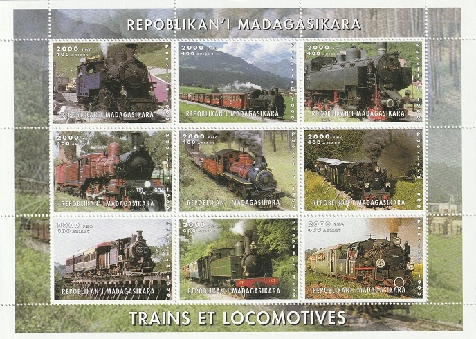 Hoja Bloque - Trenes y locomotoras