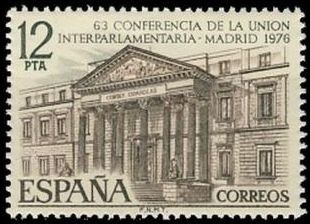 ESPAÑA 1976 2359 Sello Nuevo LXIII Conferencia de la Union Interparlamentaria c/señal charnela