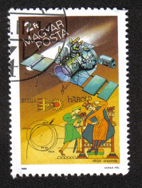 Detalle del tapiz del cometa Halley, URSS Vega y Bayeux