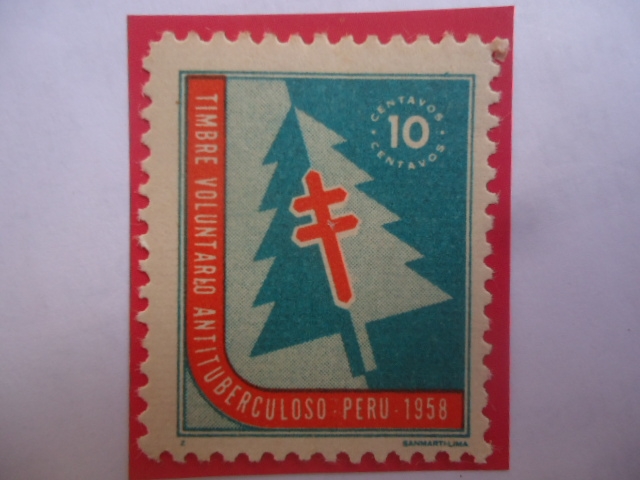 Timbre voluntario -Campaña Antituberculoso - Perú 1958.
