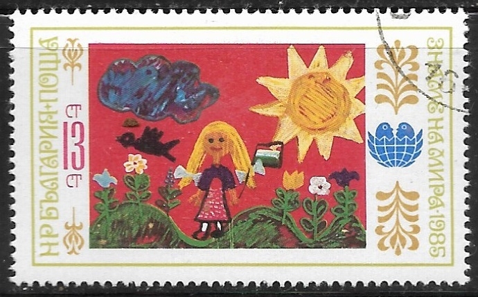 Dibujos de niños - niña con flores