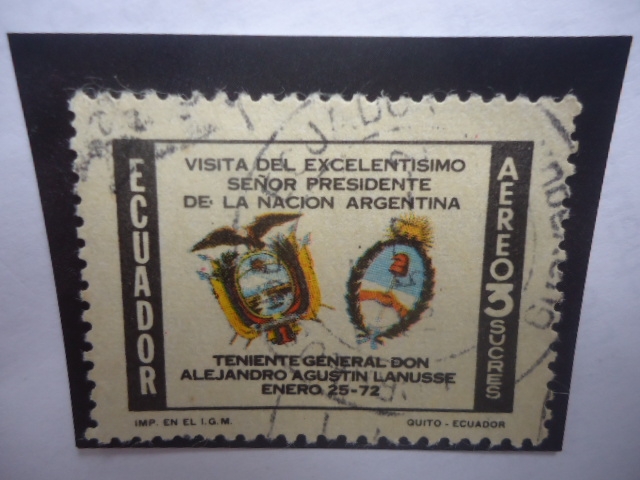 Visita del Exc. Señor Pres. de la Nación Argentina, Teniente Gen. Alejandro Agustín Lanusse.