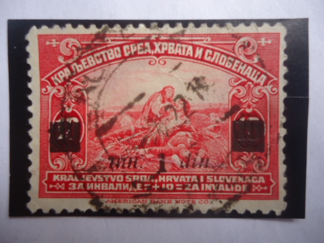 Batalla de Kosovo (1389)-(Sello, Sobretasa:1din sobre 10Pa)
