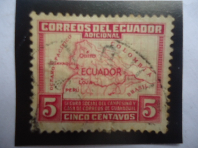 Tax Obligatorio-Seguro Social del Campesino y Casa de correos de Guayaquil - Mapa del Ecuador.