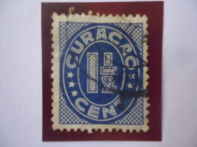 Curacao -Serie: Queen Guillermina-Sello de 1,1/2 Céntimo Holandés-
