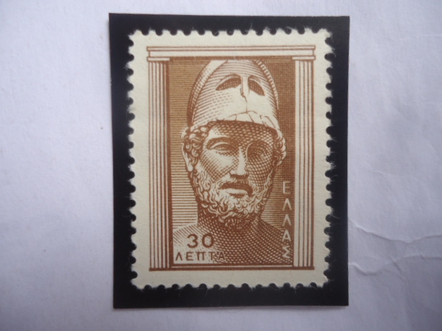Cabeza de Pericles - (495 a.C - 429 a.C) - Arte Antiguo Griego - Sello de 30 Lipton Griego.