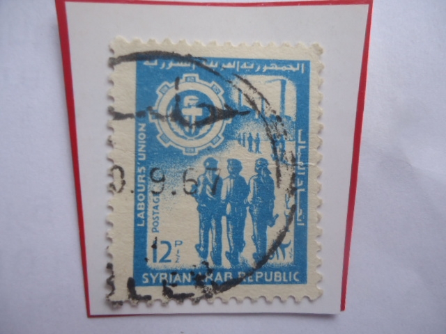Labours Union- Emblema-Unión General de Sindicatos- Trabajadores-Fabrica- Sello de 12,1/2 piastra,Sy