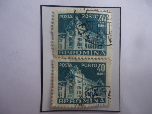 Ofina Principal de Correo y Telecomunicaciones - Sellos de 40 Bani del año 1957.