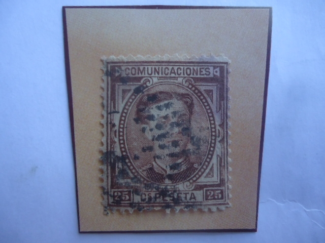 Ed:Es 177- King Alfonso XII- SerieComunicaciones- Sello de Cént de Peseta, año 1975.Retrato de Frent