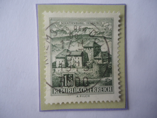 Schattenburg- Feldkirch (Vorarlberg)- Castillo Museo- Sello de 1,30 Chelín Austriaco, año 1967