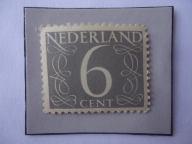 Numeral - Serie: Numeral 1946/57 - Serie: Tipo Van Krimpon, Sello de 6 Céntimos Holandés, año 1954