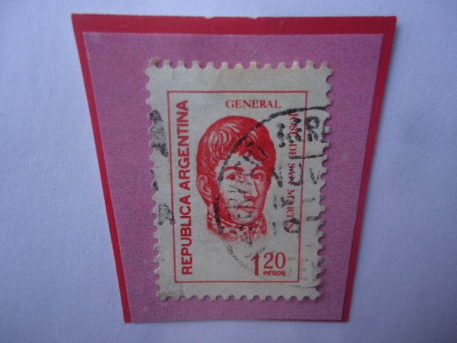 José Francisco de San Martín (1778-1850)-Serie:Generales-Sello 1,20 $L Peso Ley Argentino-Año 1974.