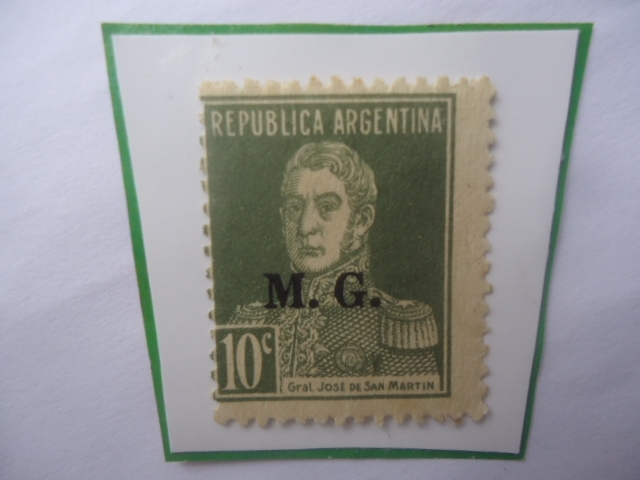 José Fco. de San Martín-Serie:Ministeri de Guerra- Sobreimpreso con 