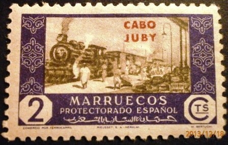 Cabo Juby. Sellos de Marruecos español sobrecargados. Comercio