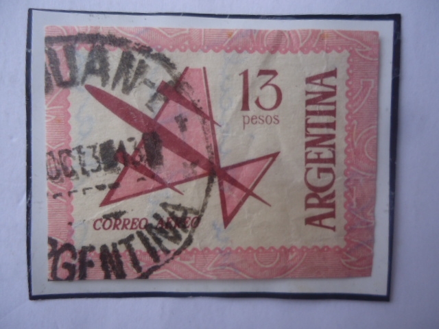 Sello Postal Franqueado en el Sobre- Correo Aéreo- Avión Estilizado. Año  1963