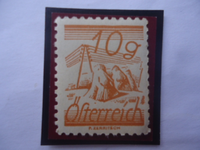 Cables de Telégrafo - Serie: 1925 - 27- Sello de 10 Groschen Austriaco.