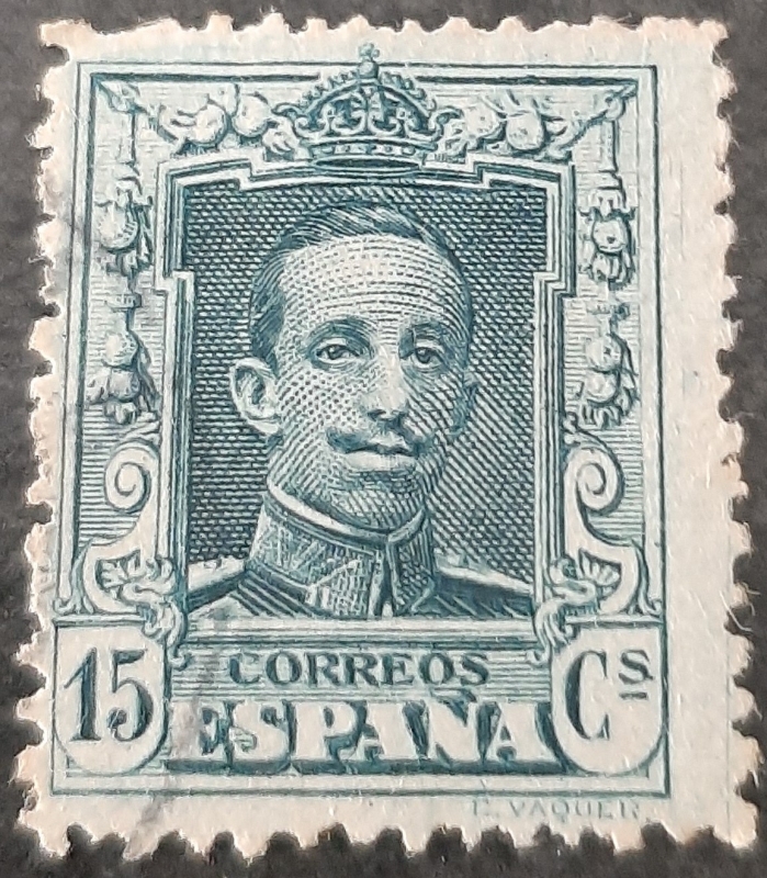 Alfonso XIII. Tipo Vaquer Número de control al dorso