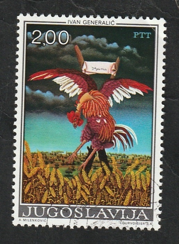 1455 - El gallo crucificado, Pintura de Ivan Generalic