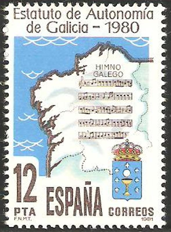 2611 - Estatuto de autonomía de Galicia, escudo, mapa e himno