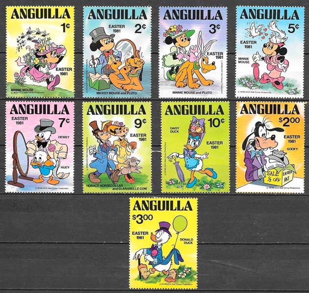 Anguila 432-440 (completa.edición.) nuevo con goma original 1981 semana santa: walt-disney-personaje