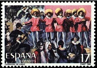 ESPAÑA 1986 2840 Sello ** Fiestas Populares Españolas Carnaval de Cádiz Yvert2451 Scott2470