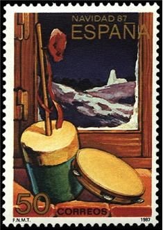 ESPAÑA 1987 2926 Sello Nuevo Navidad Fiesta dentro del Hogar Yvert2541 Scott2538 Christmas