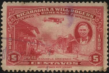 Managua en llamas año 1931. Homenaje de Nicaragua a WILL ROGERS  cowboy, humorista, actor comentaris