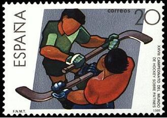 ESPAÑA 1988 2957 Sello Nuevo Deportes XXVIII Campeonato del Mundo Hockey patines Michel2838 Scott256