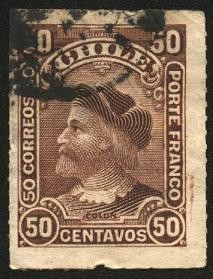 Cristóbal Colón. Sello ruleteado. Porte Franco.