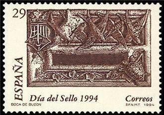 ESPAÑA 1994 3287 Sello Dia del Sello Buzones Buzón de los Letrados Barcelona Michel3148 Scott2764