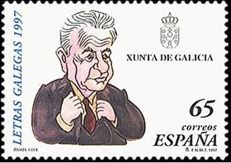 ESPAÑA 1997 3485 Sello Nuevo Dia de las Letras Gallegas Anxel Fole Caricatura de Siro Lopez Lorenzo