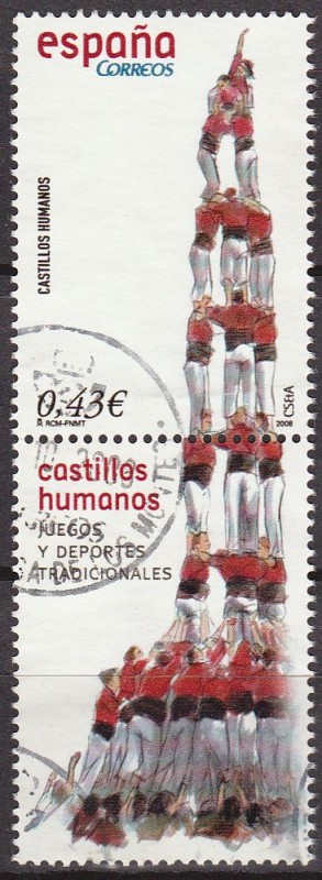 ESPAÑA 2008 4434 Sello Juegos, Deportes Tradicionales Castillos Humanos