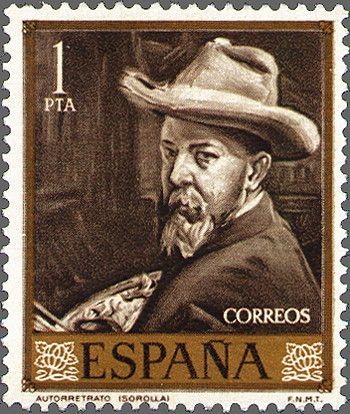 ESPAÑA 1964 1570 Sello Nuevo Pintor Joaquin Sorolla Autorretrato
