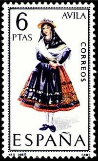 ESPAÑA 1967 1771 Sello ** Trajes Tipicos Españoles Avila