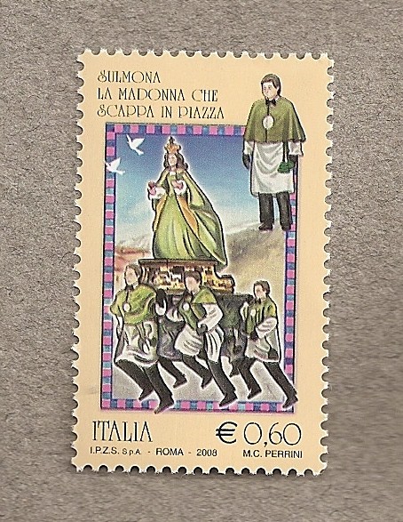 Sulmona: La Virgen en procesión