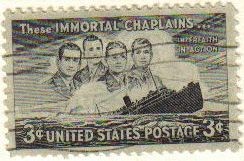 USA 1948 Scott 956 Sello Hundimiento del Barco S.S. Dorchester y 4 capellanes usado Estados Unidos 
