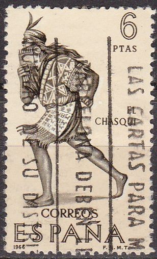 España 1966 1757 Sello º Forjadores de America Correo Inca