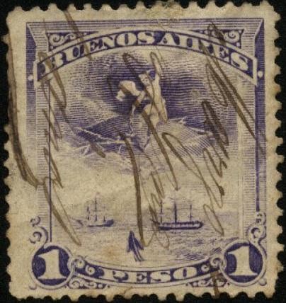Dos navíos anclados, representación espíritu santo, ancla color negro semi sumergida. Buenos Aires,