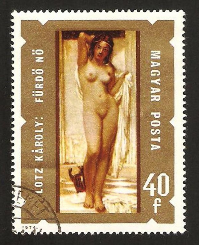 pintor lotz karoly, su cuadro;  mujer despues del baño