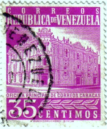 Oficina principal de correos Caracas. República de Venezuela