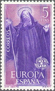ESPAÑA 1965 1676 Sello Nuevo Europa-CEPT San Benito Patrón de Europa