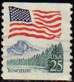 USA 1988 Scott 2380 Sello Bandera Americana Parque Yosemite usado
